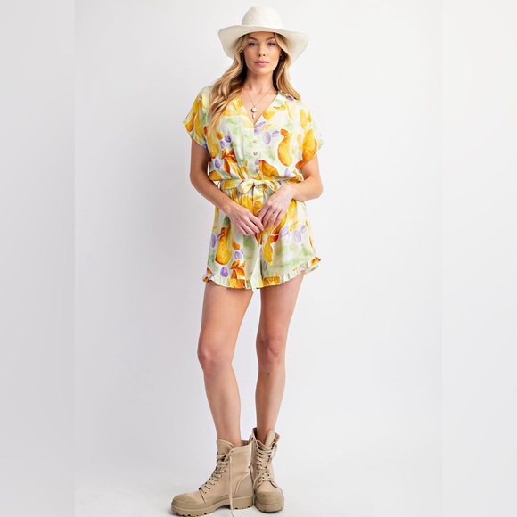 Easel Challis waisted short romper - Picture 2 of 5